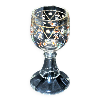 Verre à vin blanc Roemer Calice ancien en verre soufflé émaillé Moser Theresienthal 1900