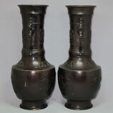 Paire de vases en bronze chinois Japon 19è siècle