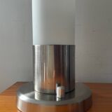 Vintage lamp in opaline and brushed aluminum
