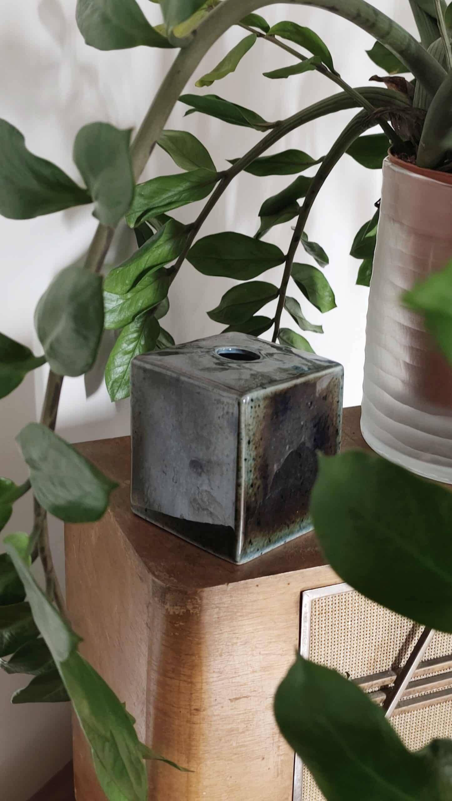 Vintage Virebent cubic vase