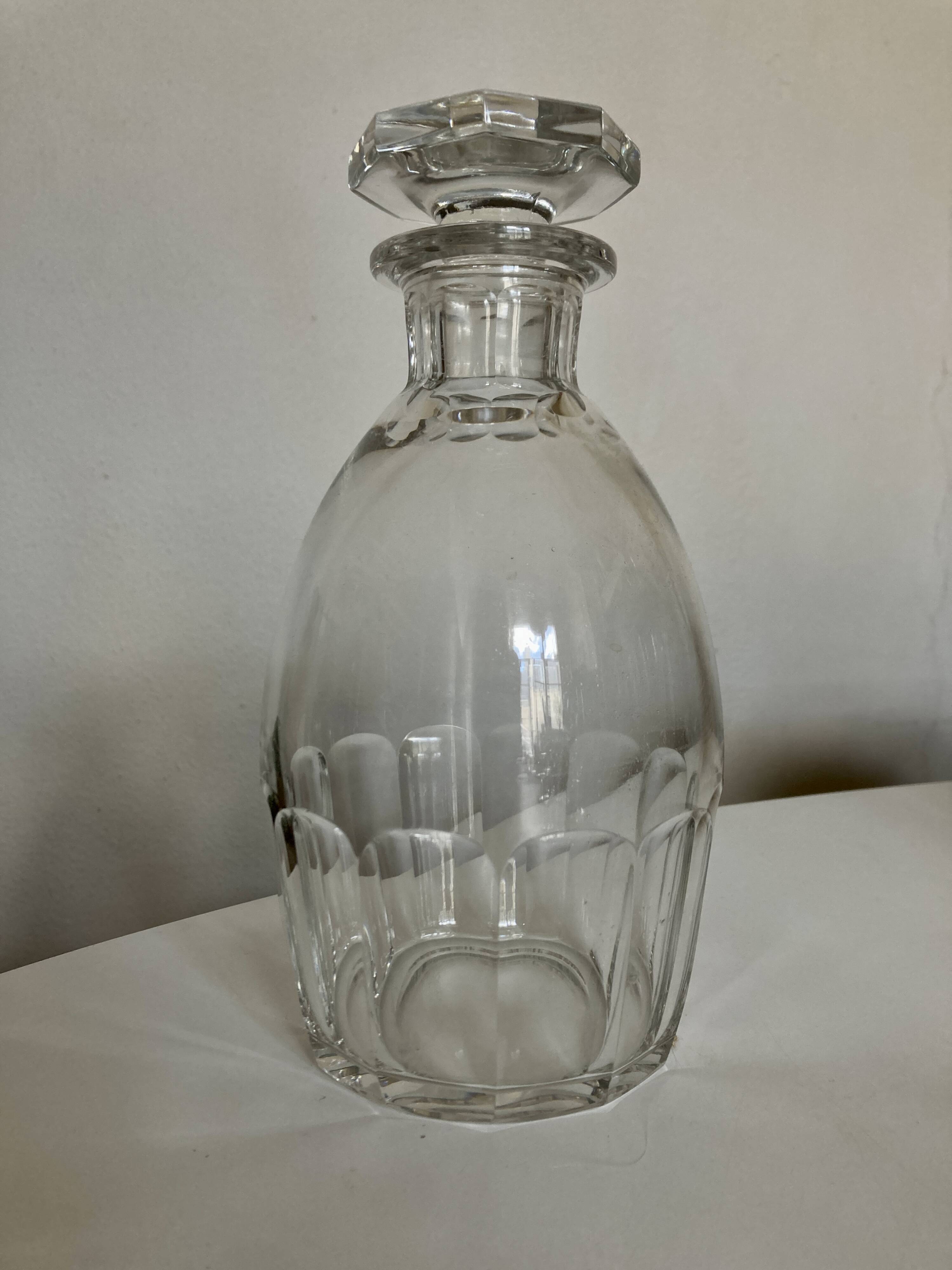 Cut crystal decanter with flat ribs, 1960