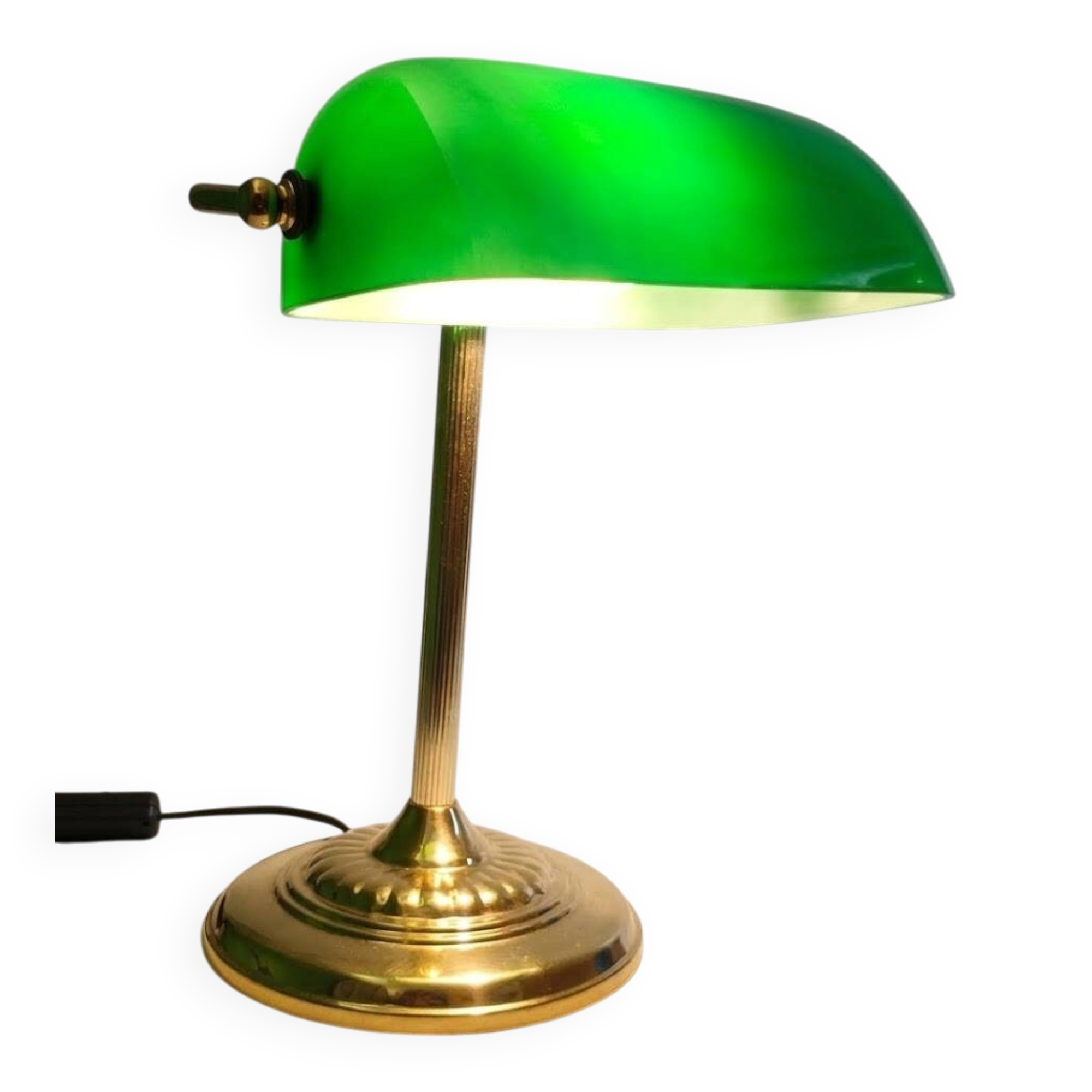 French banker lamp made of green opaline glass.