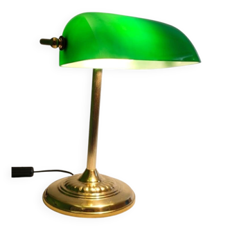 French banker lamp made of green opaline glass.