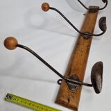 Old wall coat rack "bistrot" 1900, three hooks, 50 cm