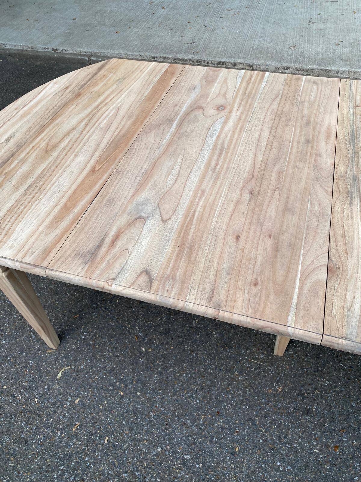 Renovated square extendable dining table in raw solid cherry wood, Louis XVI style.