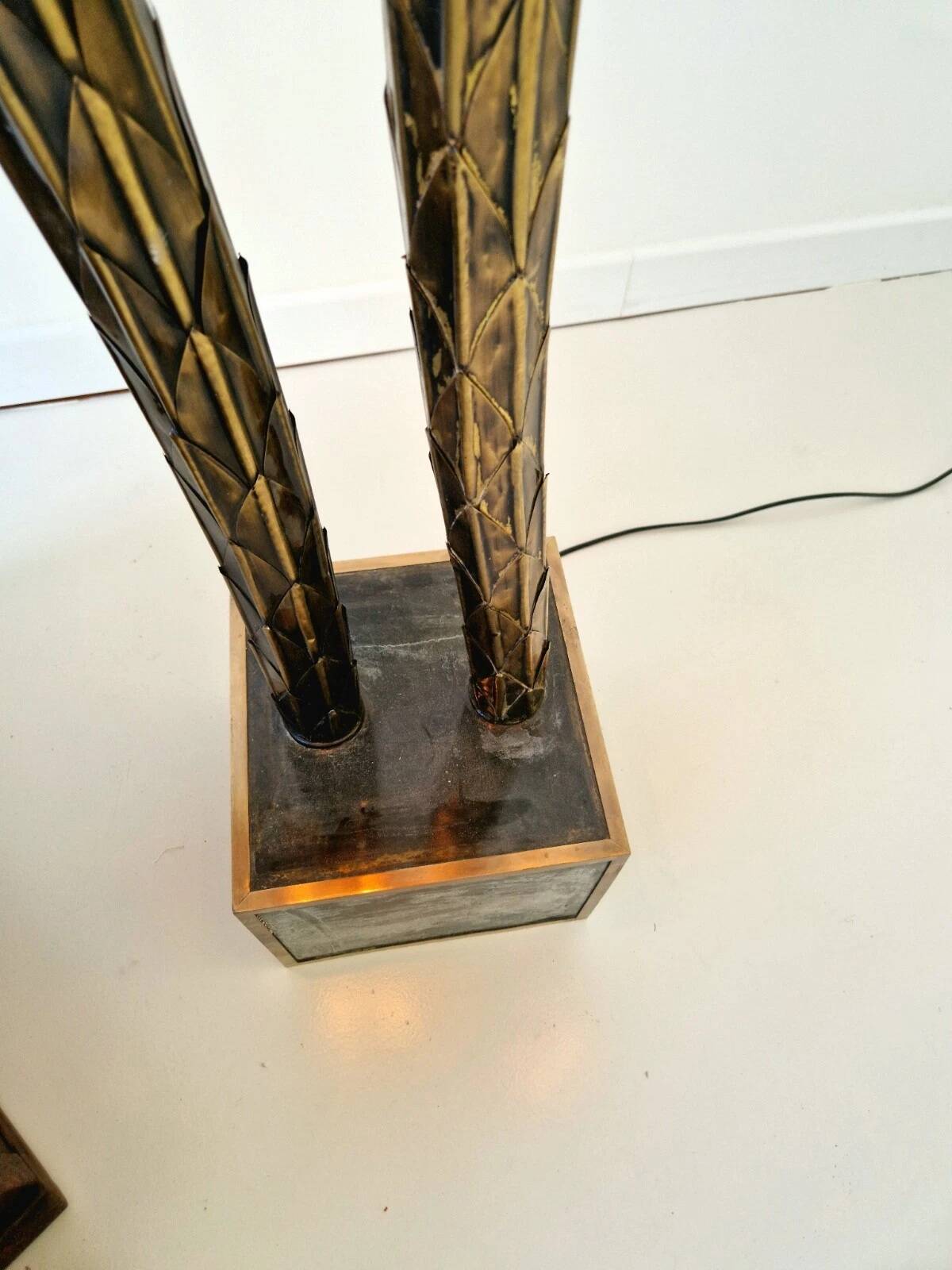 Vintage Hollywood Regency Brass Palm Tree Floor Lamp Maison Jansen Style 1970