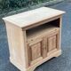Buffet Louis Philippe deux portes meuble TV rénové en bois massif merisier brut