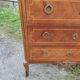 Louis XV, Louis XVI transitional style chest of drawers in marble and wood marquetry
