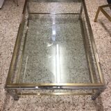 Table basse en laiton doré et chromé
