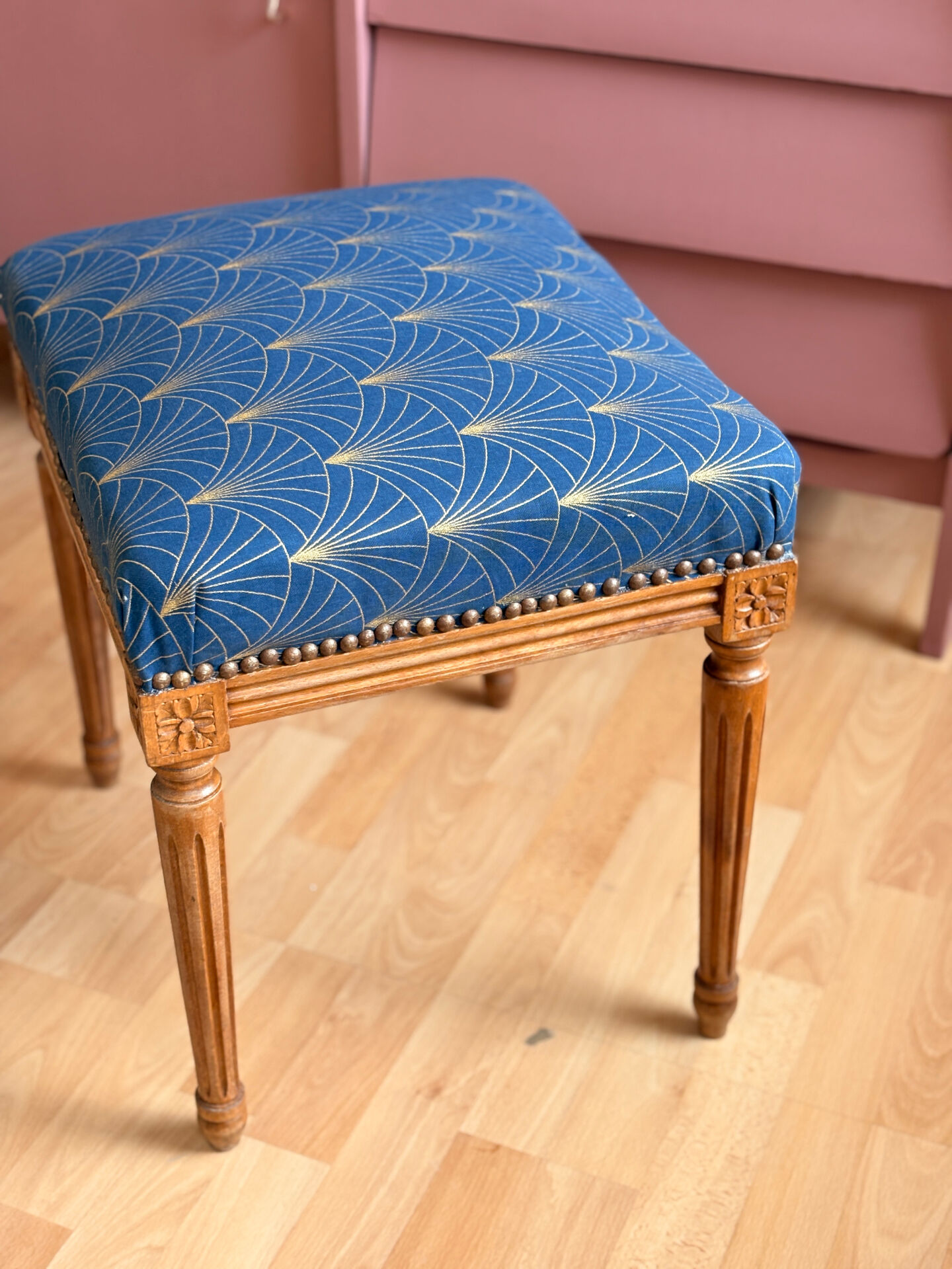 Louis Philippe stool reupholstered