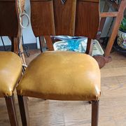 set of 4 vintage Art Deco chairs with carved wood and grape cluster design