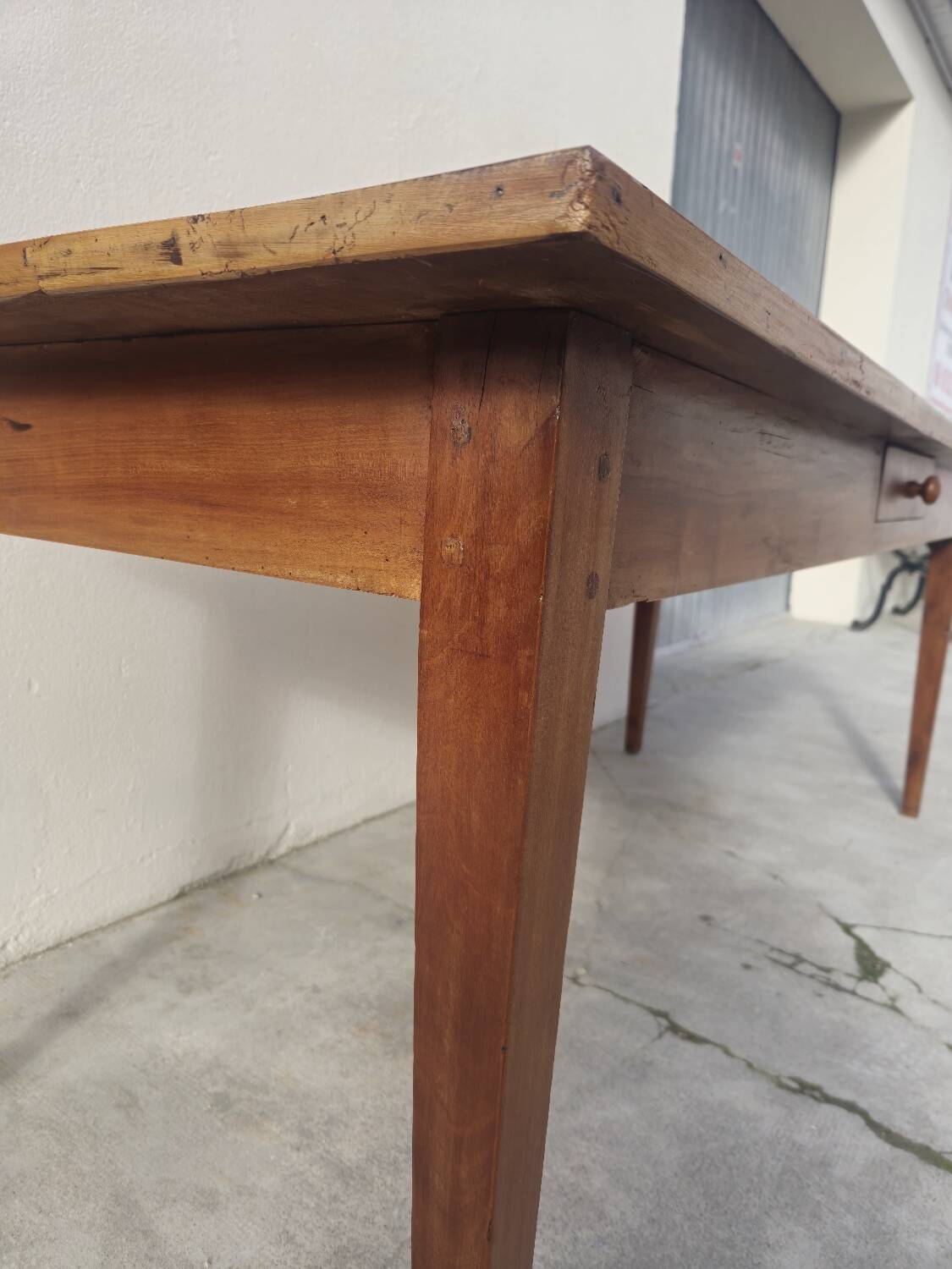 Rustic farmhouse table in solid cherry wood 19th century - 1m91.5