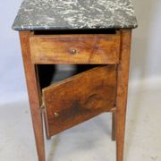 Directoire bedside table in walnut with marble top.