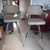 Set of 2 vintage design rotating stools