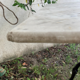 Garden table cast iron legs rectangular marble top