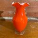 Antique MURANO Orange Blown Glass Vase Corolla Neck Vintage Decoration