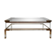 Coffee table with sliding shelf in lucite, brass and glass, Hollywood Regency