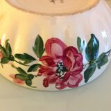 Round salad bowl with Pierrefonds decoration from the Sarreguemines earthenware factory / vintage 50s-60s