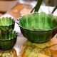 Ensemble de Trois Bols en Cristal Vert Milieu du Siècle, Italie, Années 1970