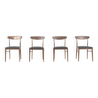 Set of 4 Midcentury Teak and Leatherette Chairs. Vintage Modern / Retro / Danish