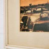 vintage white framed landscape orange sky