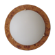Vintage ceiling lamp, glass and faux bois de loupe, Spain 1970