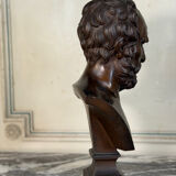 Bronze bust representing a philosopher after the Antique, 19th century, foundry Luppens.