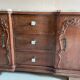 Wooden and beige marble chest of drawers
