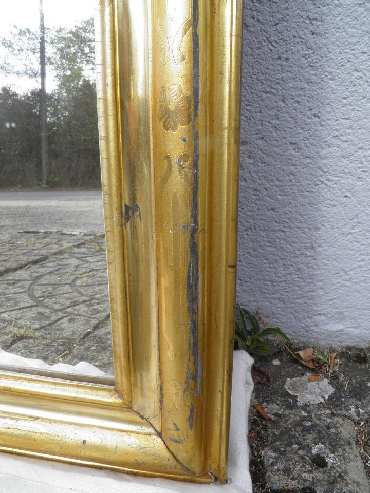 Old gilded wooden mirror in the Napoleon III style, 83x138cm