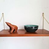 Teak and brass shelf, vintage scandinavian 1960s