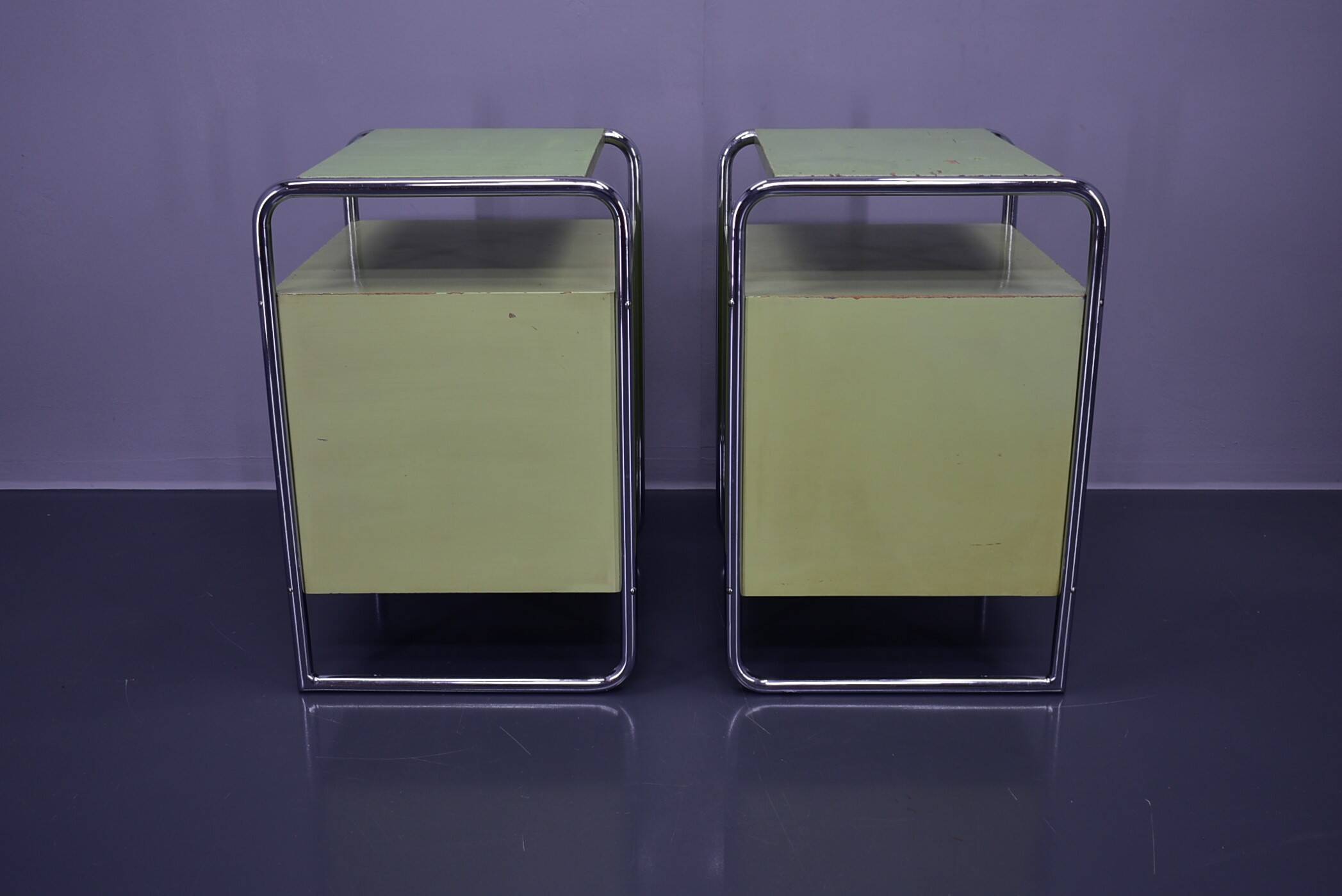 Set of Two Bauhaus Night Stands by Vichr & Co., 1930s