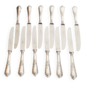 Set of 12 vintage Louis XV table knives, François Frionnet, stainless steel blade and silver handle