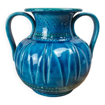 Vintage blue Italian vase – attributed to Aldo Londi for Bitossi – 1950s/60s