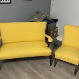 1 old sofa/bench and 1 armchair