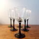 Set of 6 black stem wine glasses
