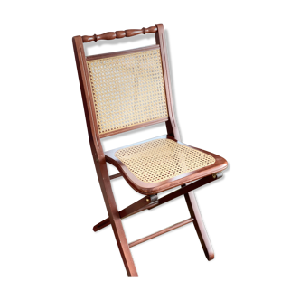 Wooden folding chair and caning