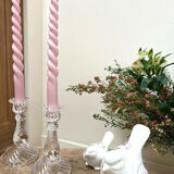Pair of glass candle holders