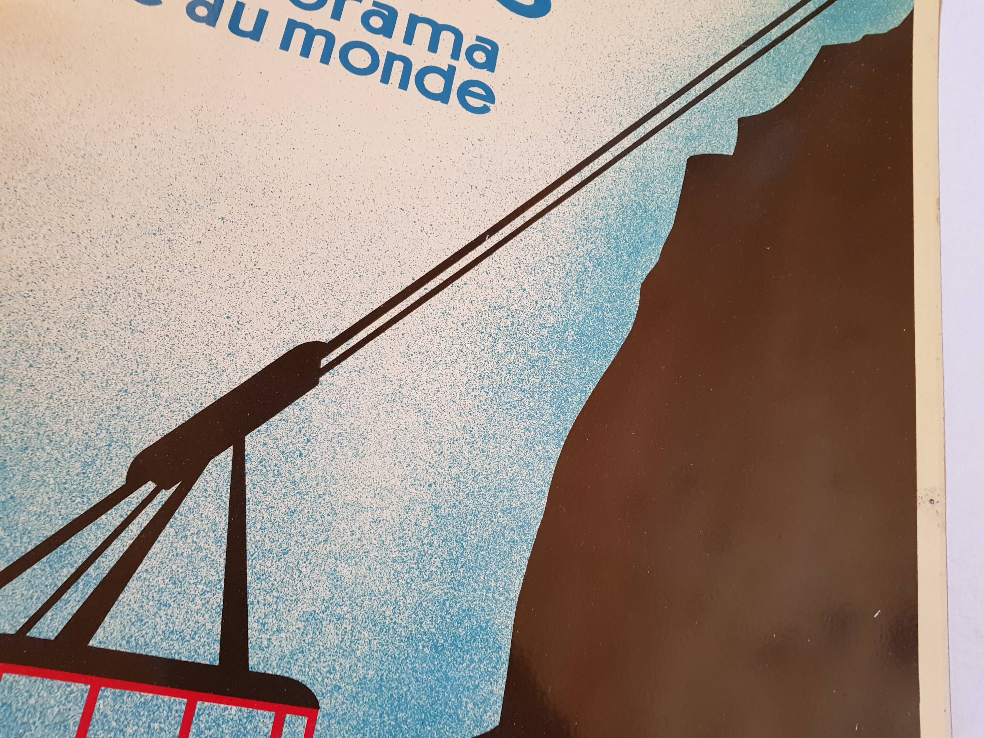Poster Plaque Tole Painted Advertising "The Veyrier Cable Car of Lake D' Annecy"