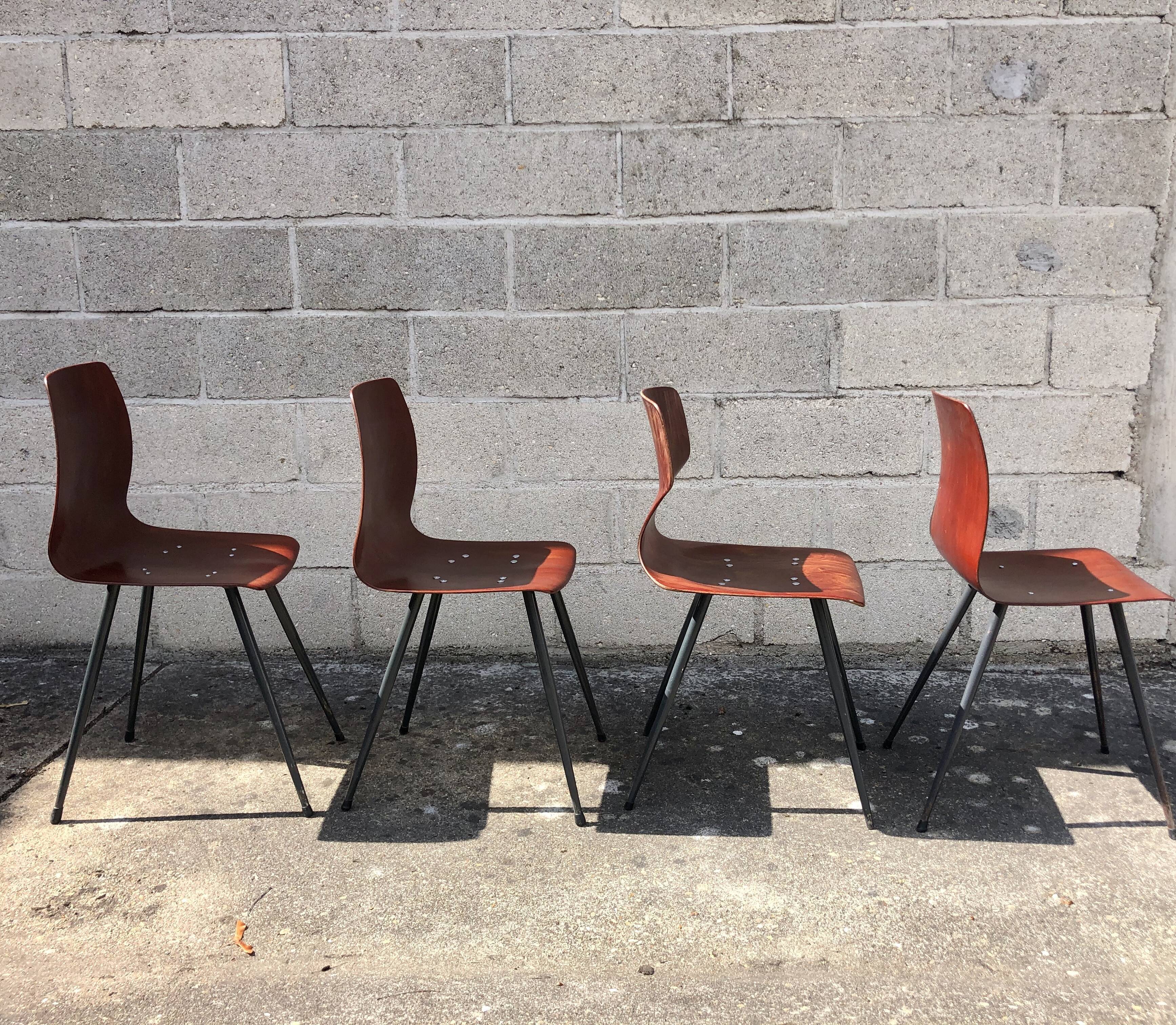 4 vintage Pagholz chairs tapered feet
