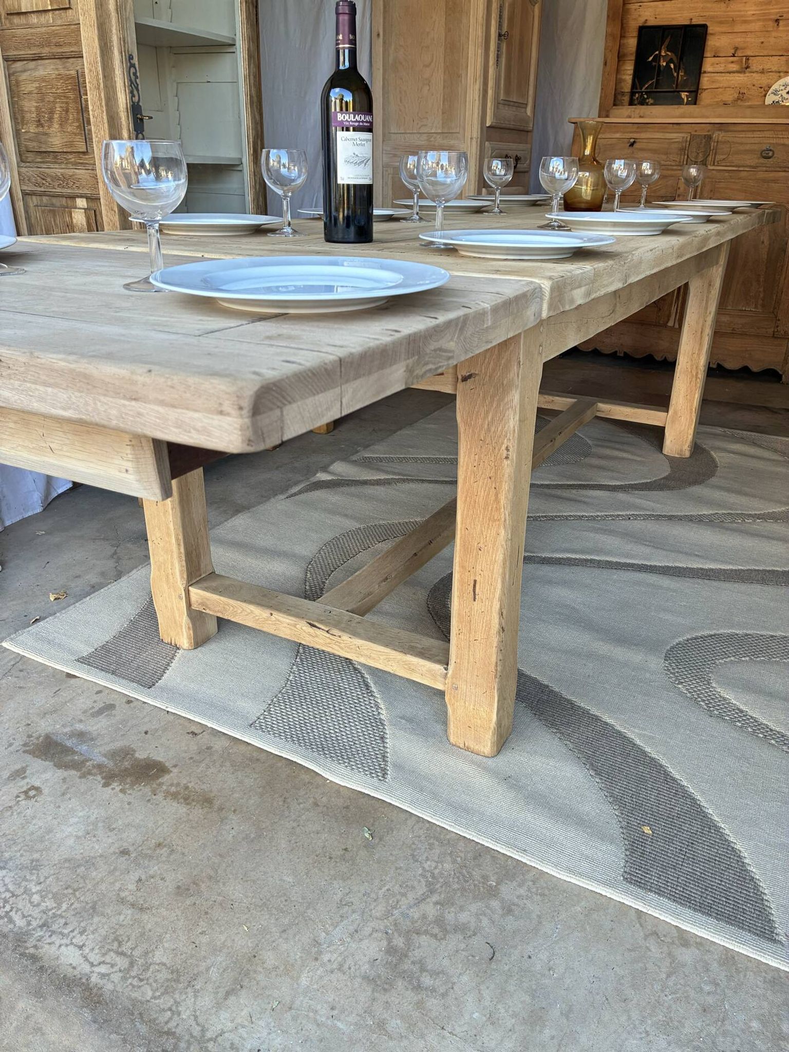 Table de ferme avec rallonges en chêne massif 