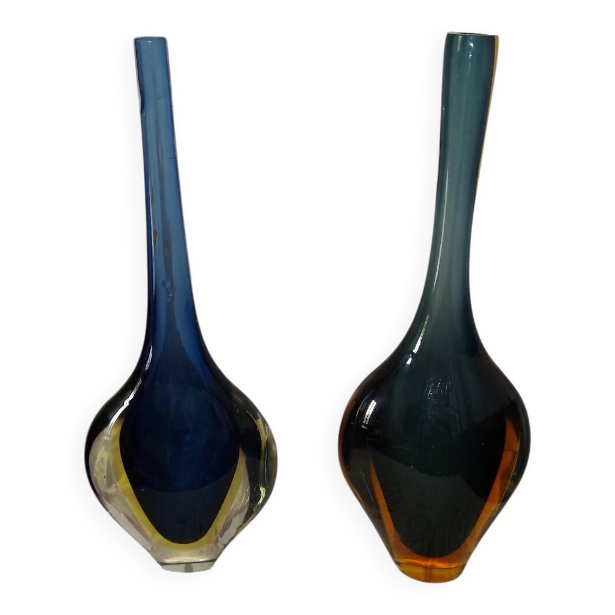 Vase x2 glass Sommerso Murano Italy