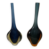 Vase x2 glass Sommerso Murano Italy