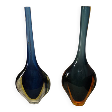 Vase x2 glass Sommerso Murano Italy