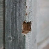 Old box desk, blue lasure