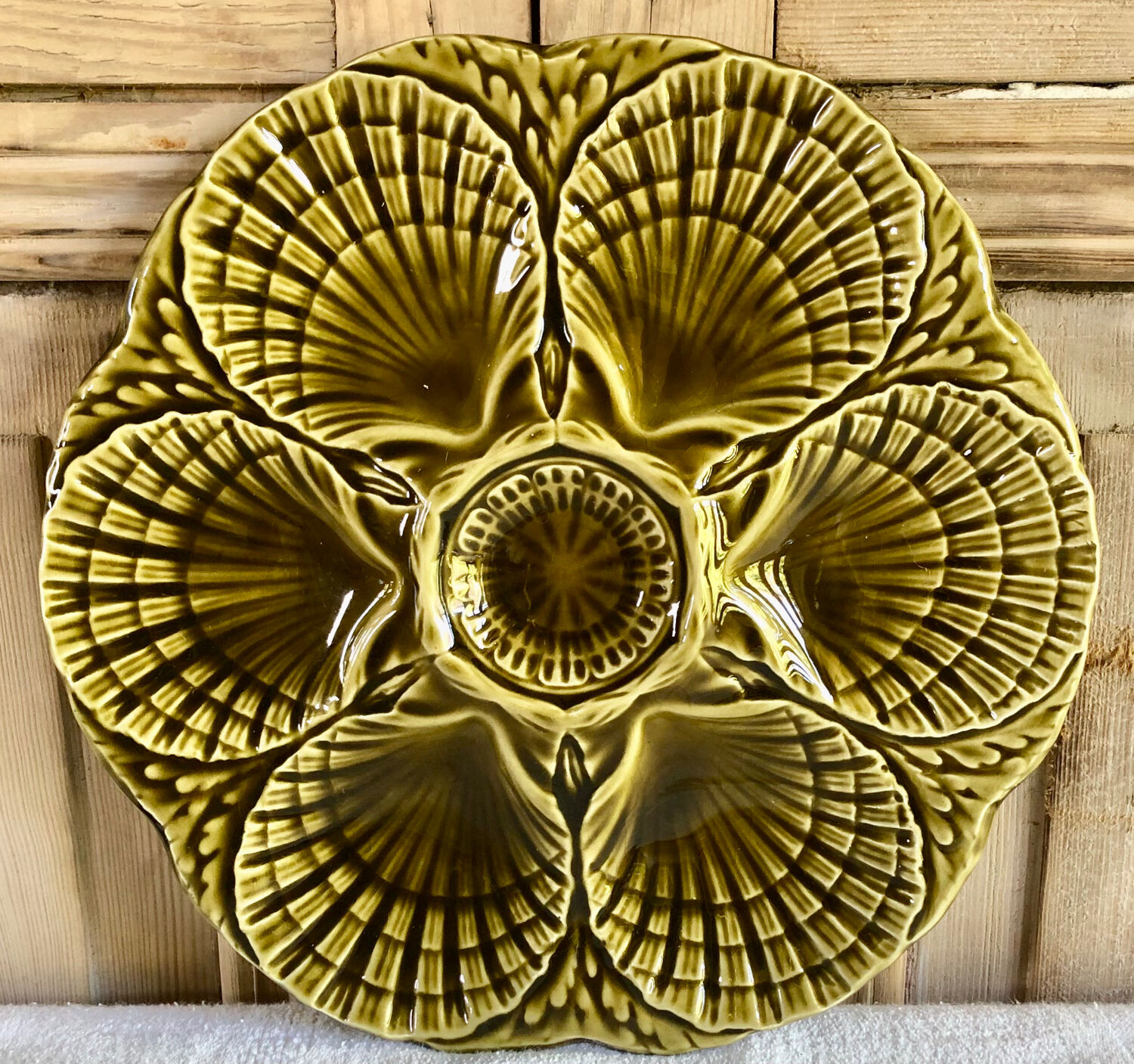 Lot 6 plates of oysters barbotine Sarreguemines
