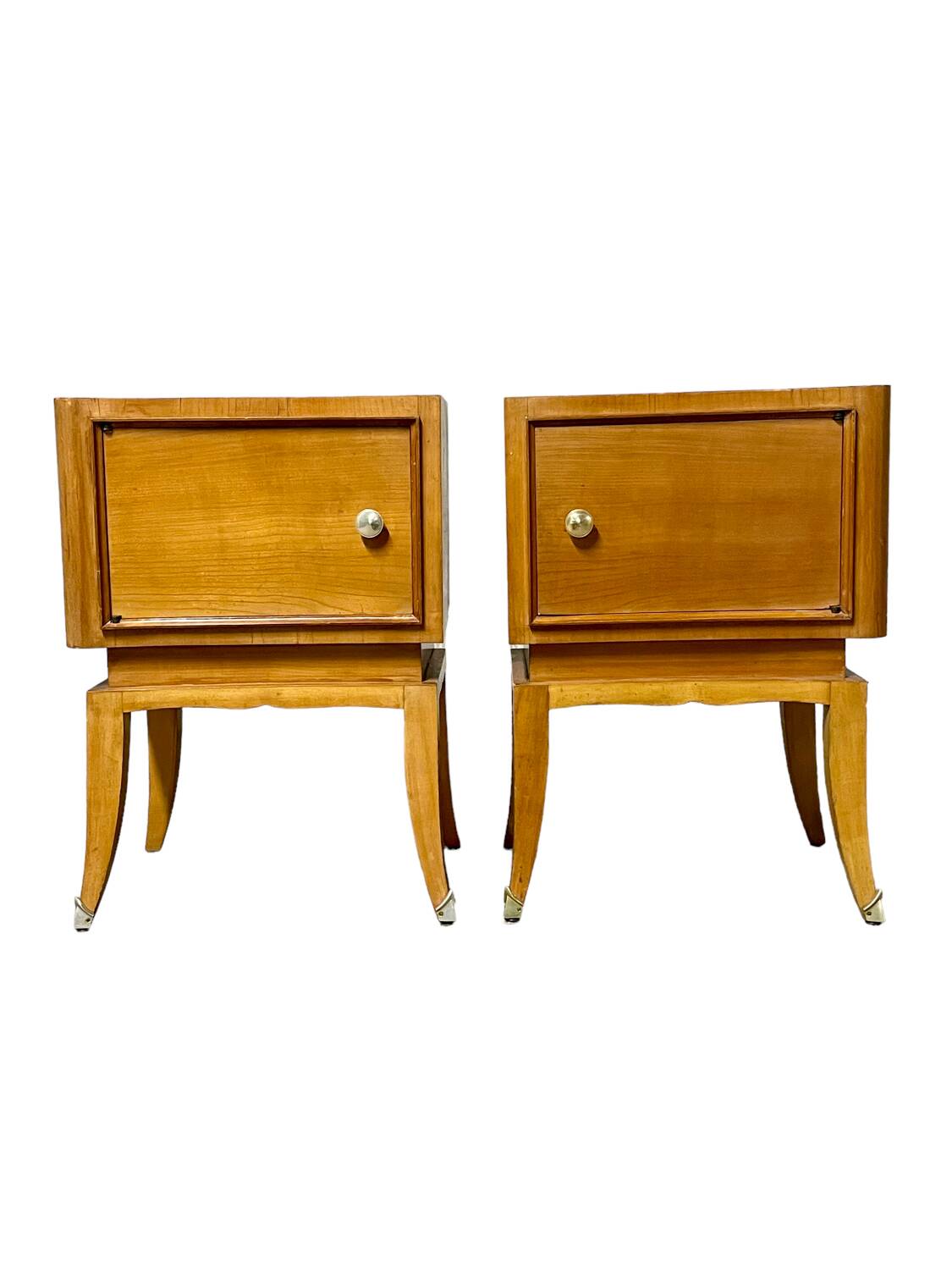 Pair of light wood bedside tables 1950