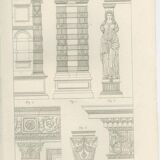 Old engraving architecture columns