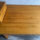 Geometric Brutalist Dining Table — Natural Wood Top with Metal Support, 1980s Architectural Design