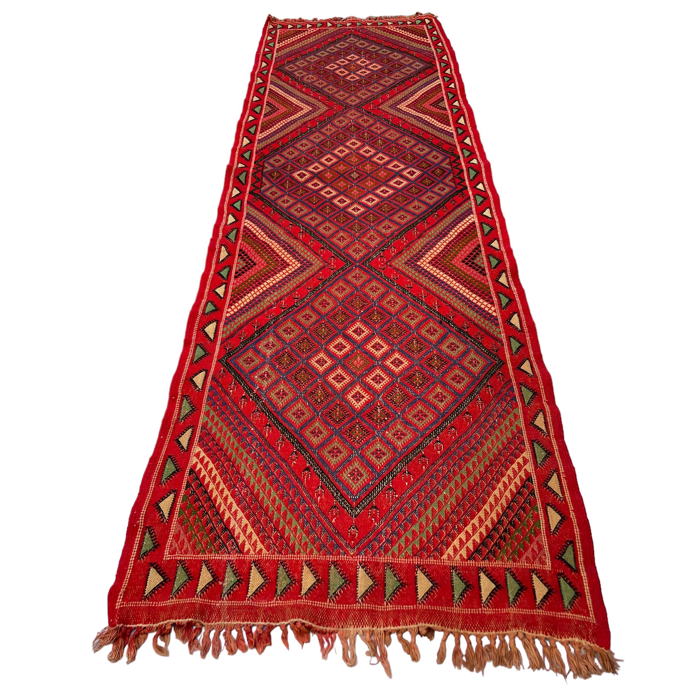 Vintage moroccan Kilim Runner , 295 x 86 cm