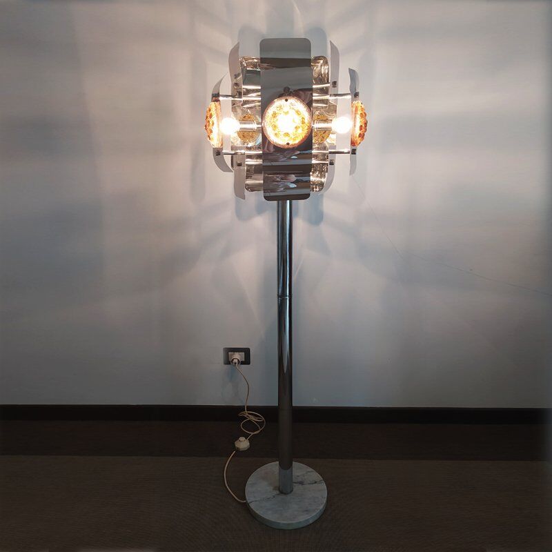 Floor lamp with Murano glass and marble base by  Toni Zuccheri for Mazzega, 1977